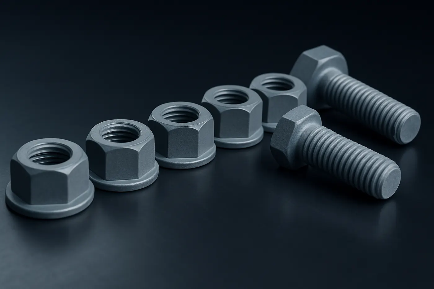 Fasteners before and after zinc flake coating