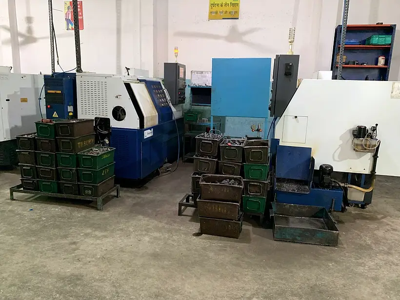 CNC turning centres with work in progress