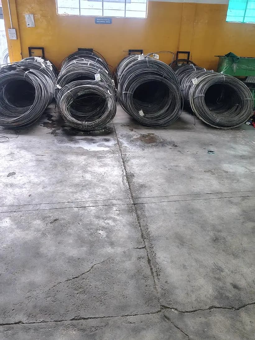 Wire rod coils stacked ready for the formers